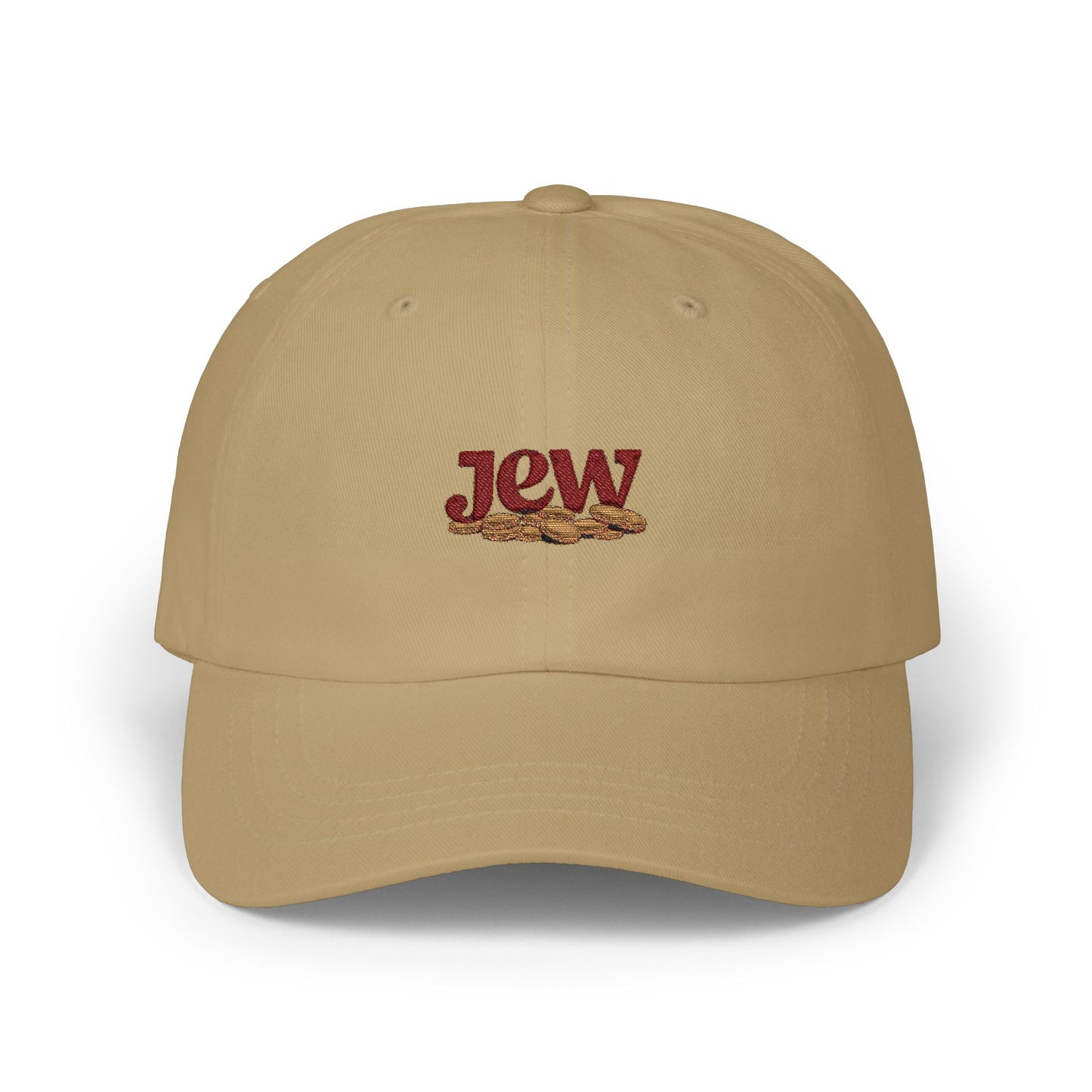 Embroidered 'Jew' Dad Cap — Casual Pride Baseball Hat Hats Printify Khaki One size