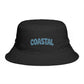 Coastal Bucket Hat — Brown Beach Sun Hat with 'COASTAL' Retro Text Hats Printify One size Black
