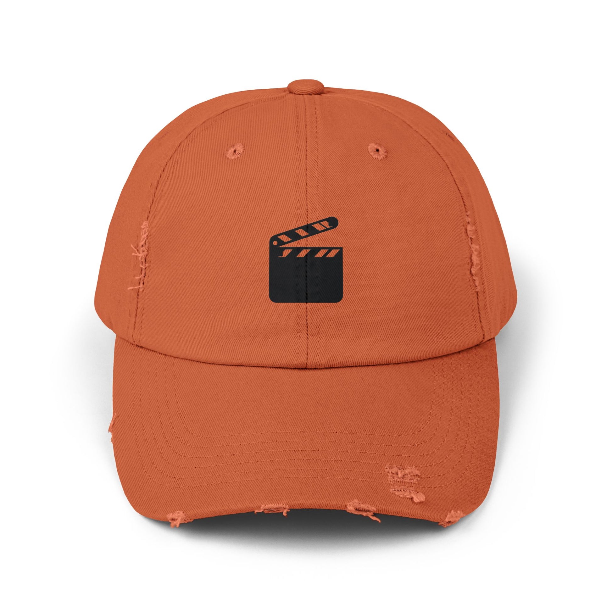 Distressed Black Baseball Cap — Vintage Ripped Dad Hat Hats Printify Burnt Orange One size