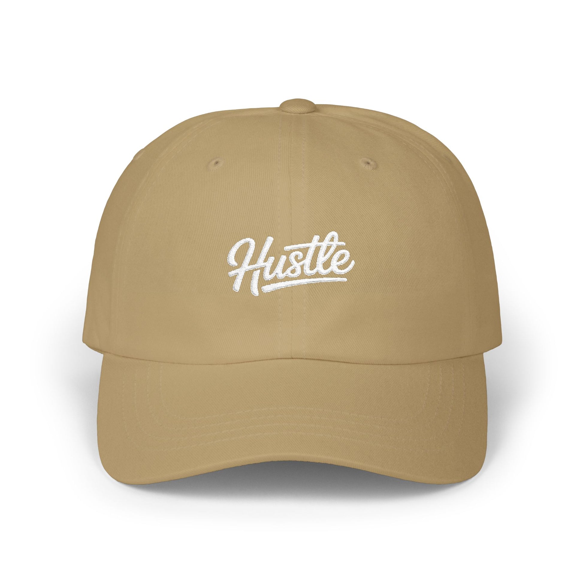 Classic Dad Cap – Minimal Script Embroidered Baseball Hat Hats Printify Khaki One size