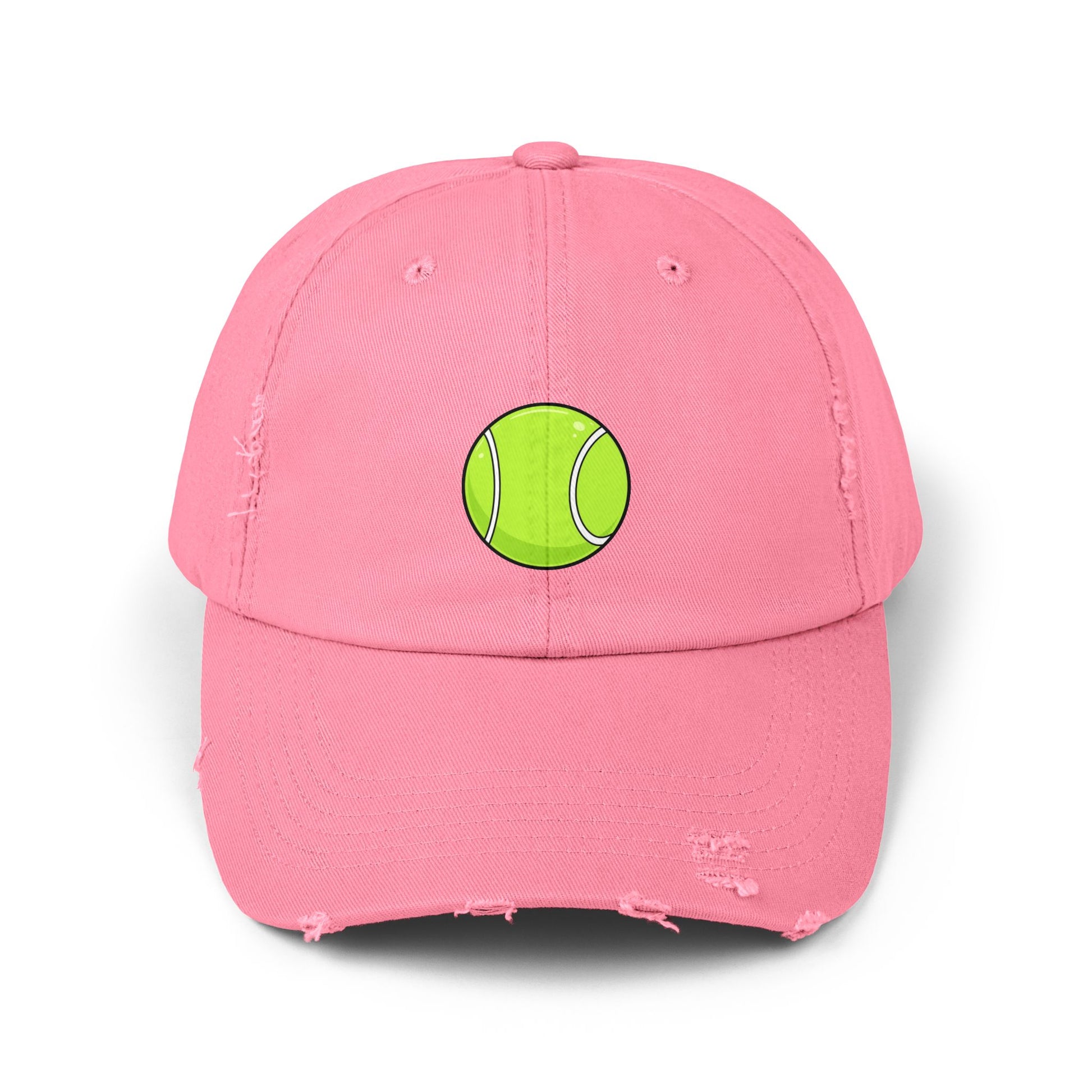 Distressed Tennis Ball Cap — Vintage Sport Dad Hat Hats Printify True Pink One size