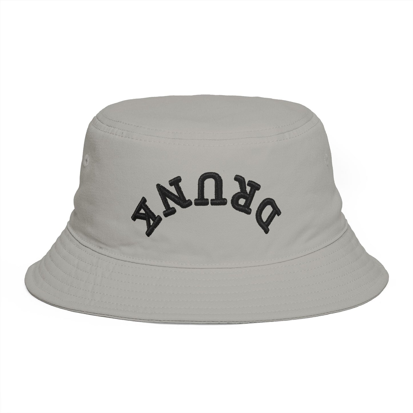 Drunk Arched Brown Bucket Hat – Retro Party & Festival Headwear