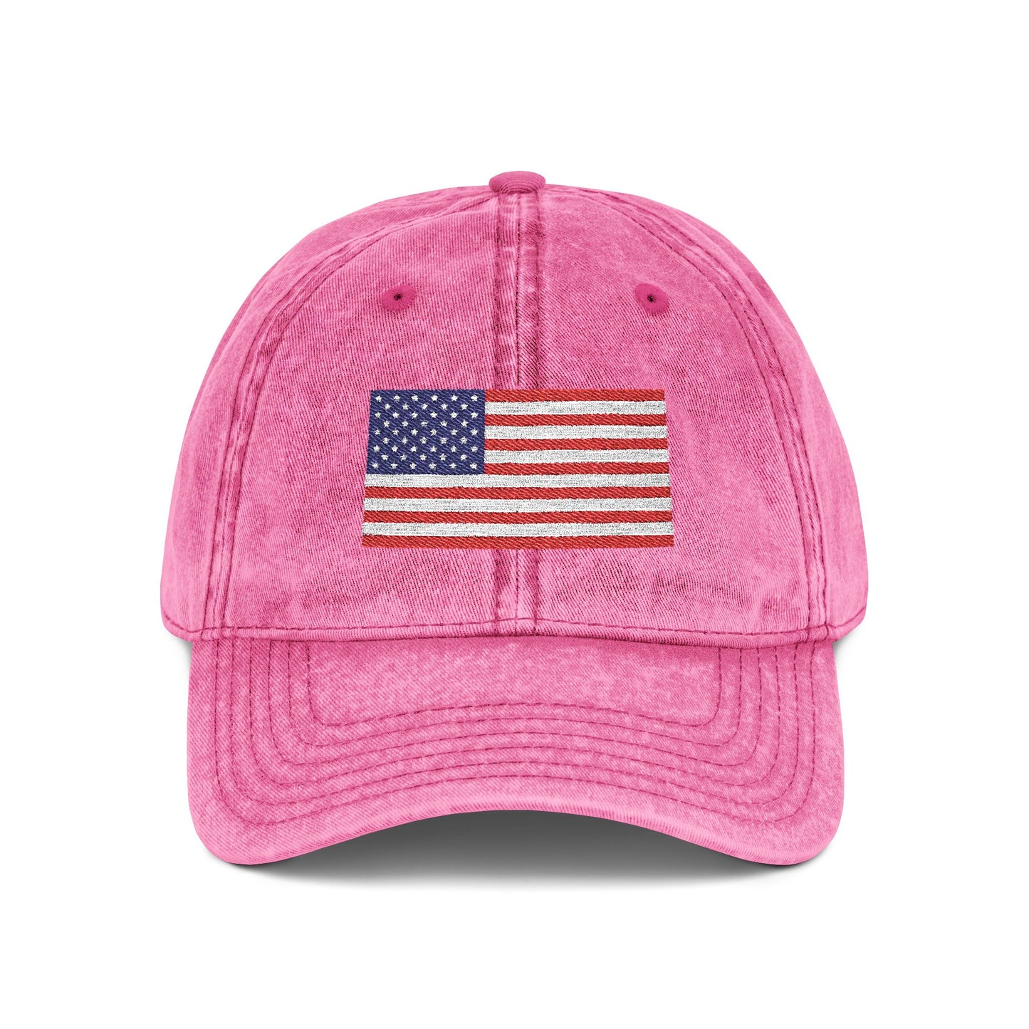 Vintage Washed Dad Hat with Embroidered American Flag — Patriotic Cap for 4th of July & Everyday Wear Hats Printify One size Pink