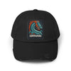 Distressed Samurai Dragon Cap — Vintage Retro Japanese Dragon Baseball Hat Hats Printify Black One size
