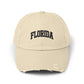 Distressed 'Florida' Baseball Cap — Vintage Black Dad Hat Hats Printify Stone One size