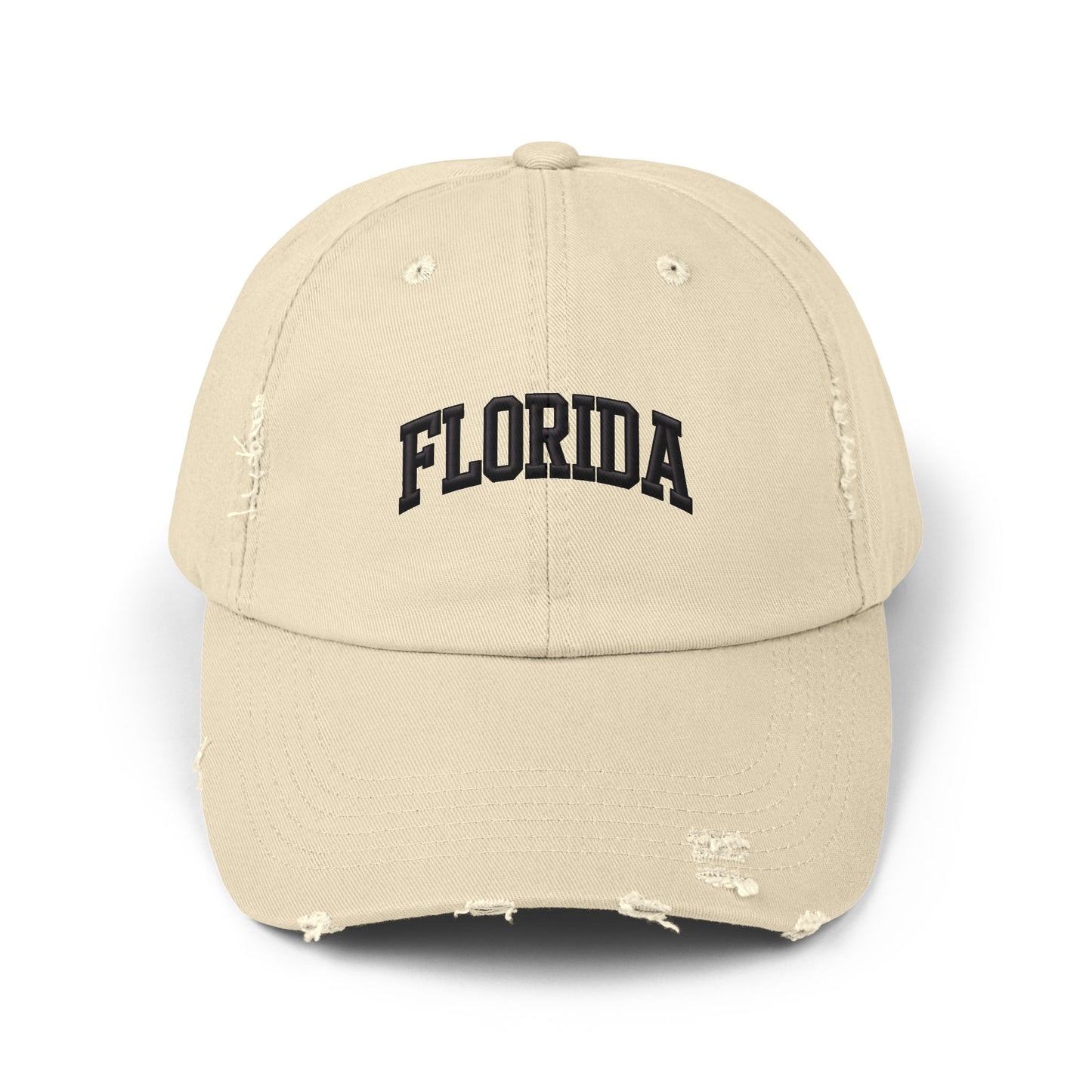 Distressed 'Florida' Baseball Cap — Vintage Black Dad Hat Hats Printify Stone One size
