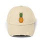 Distressed Pineapple Cap — Retro Embroidered Fruit Hat Hats Printify Stone One size