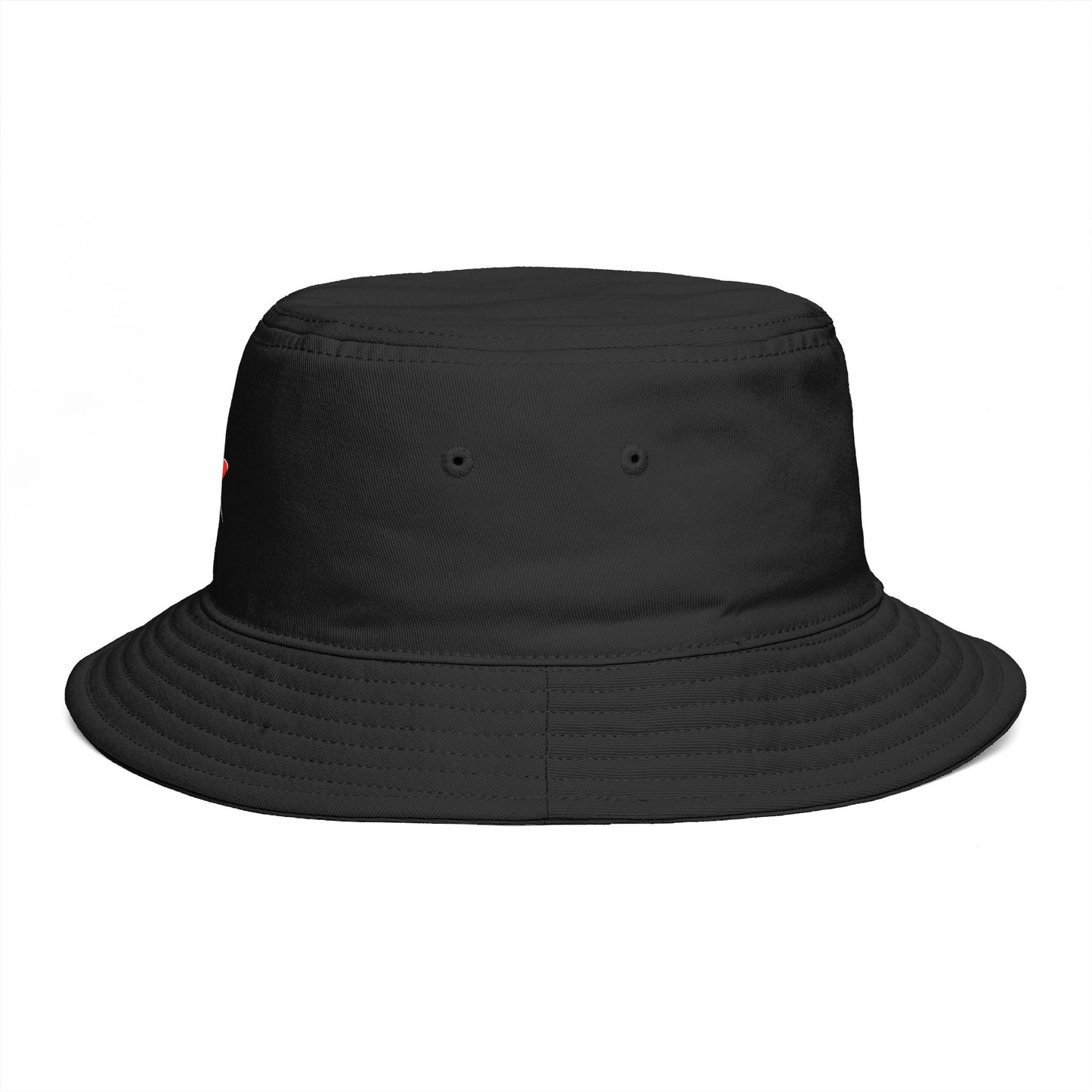 Red Pushpin Embroidered Bucket Hat - Minimal Casual Sun Hat Hats Printify