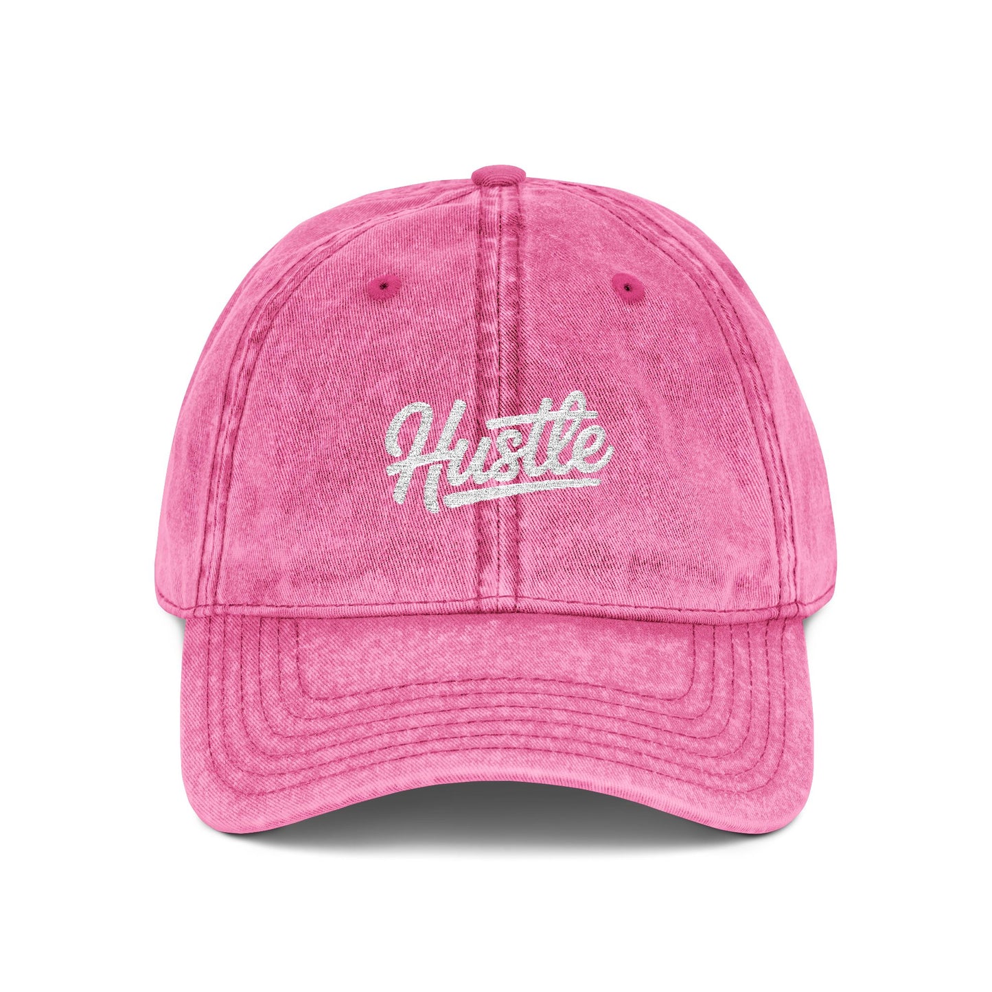 Hustle Embroidered Vintage Baseball Cap — Washed Red Dad Hat Hats Printify One size Pink