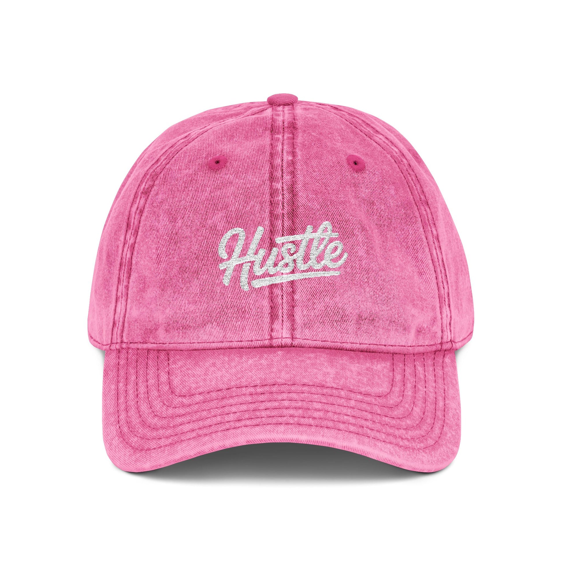 Hustle Embroidered Vintage Baseball Cap — Washed Red Dad Hat Hats Printify One size Pink