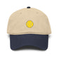 Washed Baseball Cap with Tiny Yellow Tennis Ball Embroidery Hats Printify