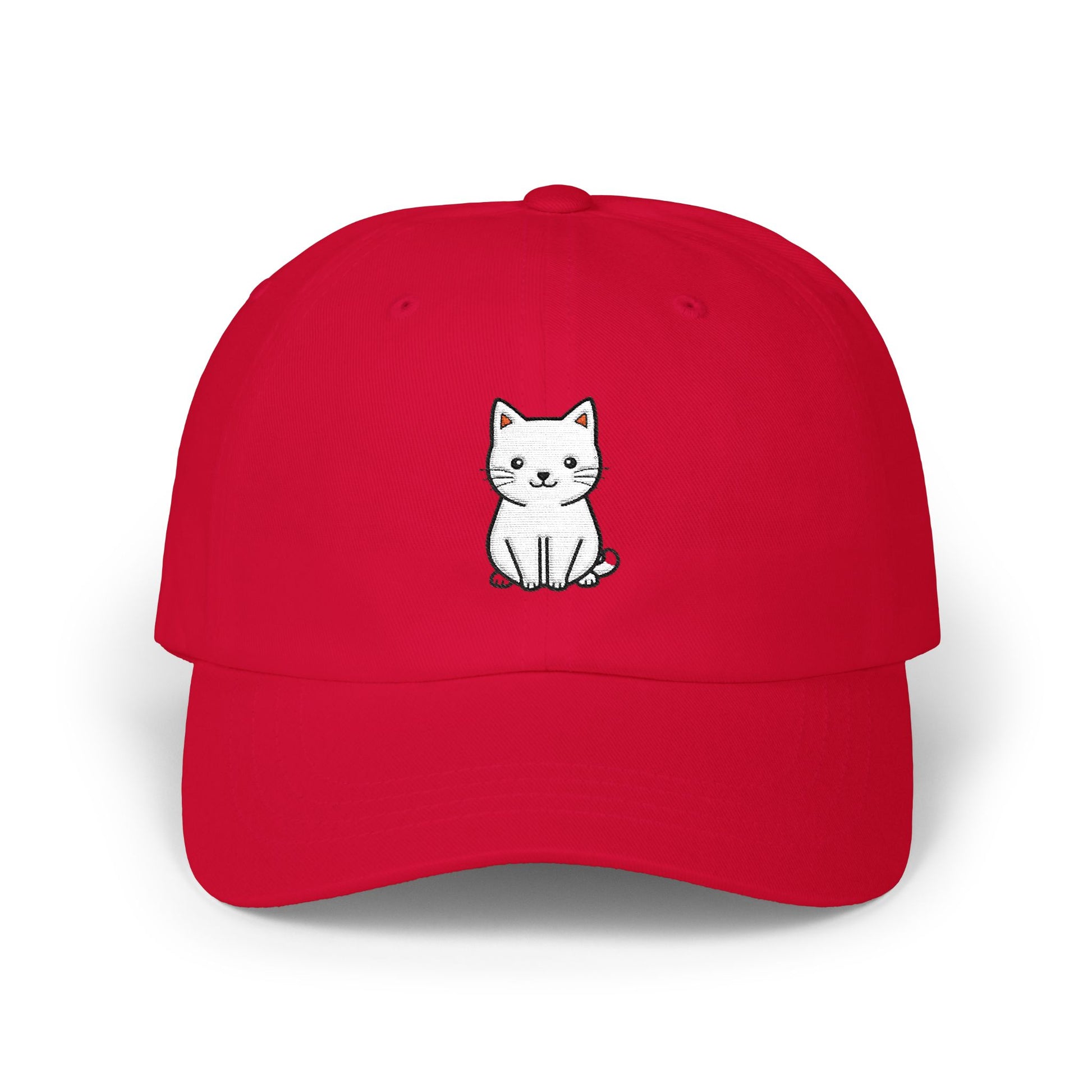 Cute Kitty Embroidered Dad Cap Hats Printify Cranberry One size