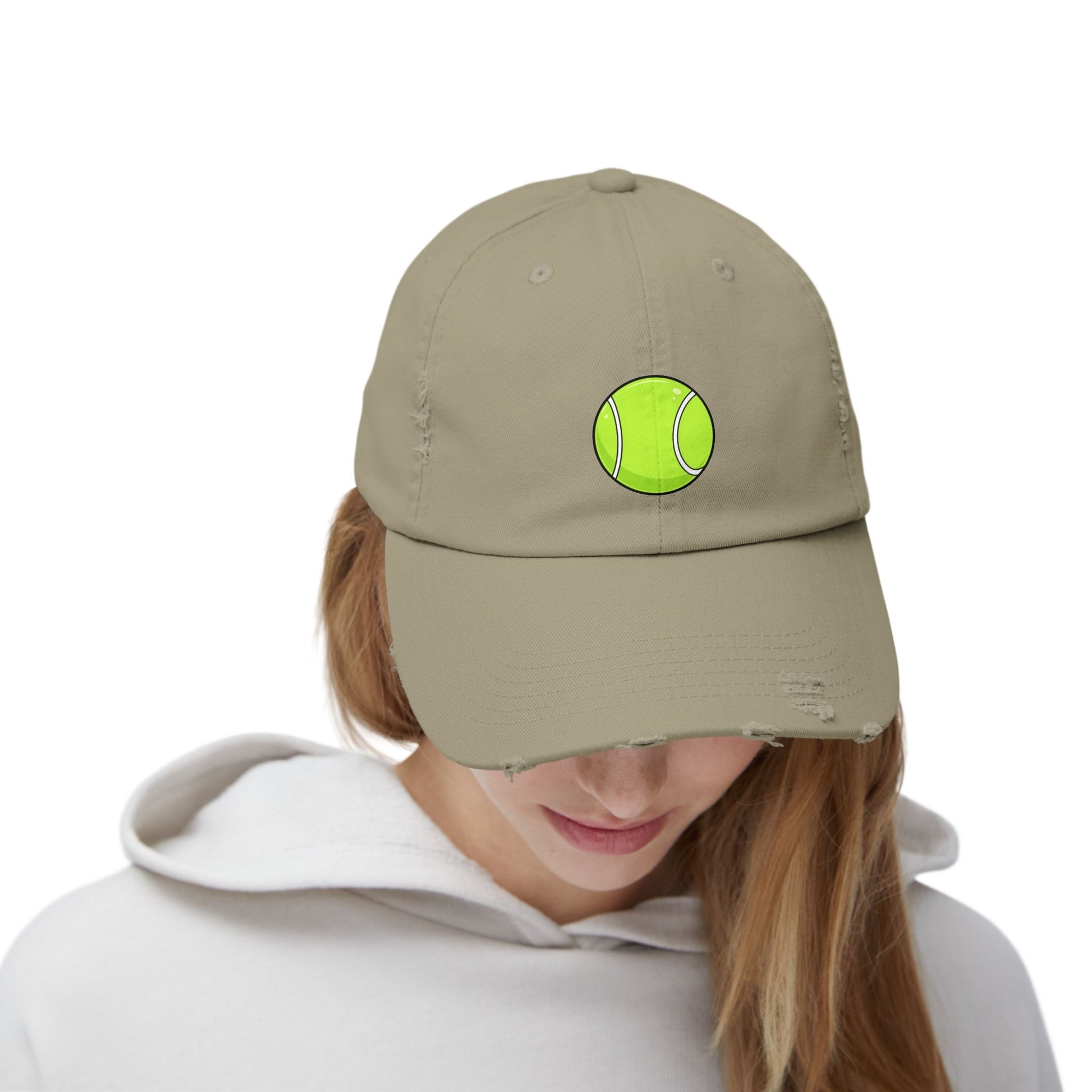 Distressed Tennis Ball Cap — Vintage Sport Dad Hat Hats Printify