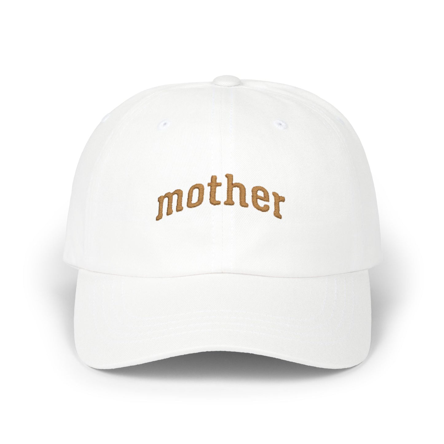 Mother Embroidered Dad Cap — Casual White Baseball Hat for Moms, Mother's Day Gift