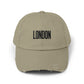 Distressed London Baseball Cap — Vintage Black Embroidered Hat Hats Printify Light Olive One size