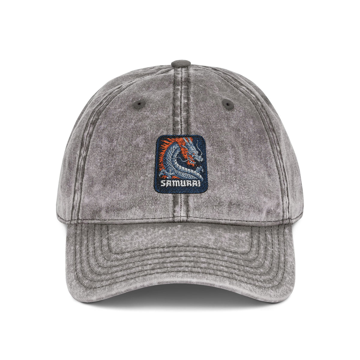 Embroidered Vintage Wave Cap Hats Printify One size Charcoal Grey