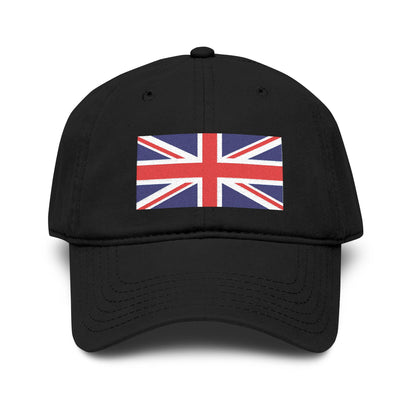 Washed Cotton Baseball Cap with Distressed Union Jack Patch Hats Printify One size Black