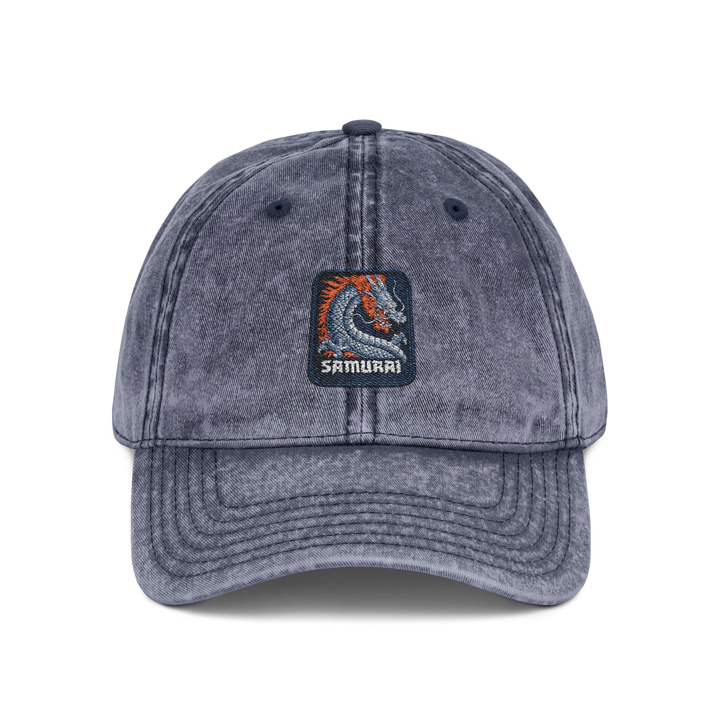 Embroidered Vintage Wave Cap Hats Printify One size Navy