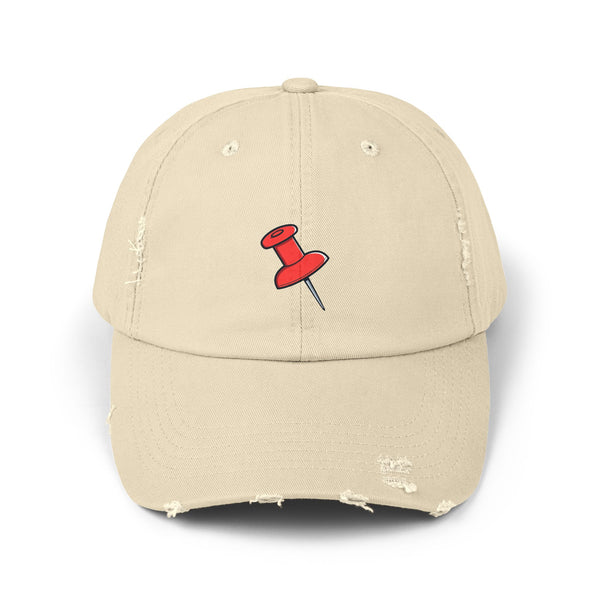 Pushpin Embroidered Distressed Cap Hats Printify Stone One size