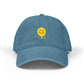 Embroidered Drip Smiley Denim Hat — Yellow Melting Smilecap Hats Printify One size Blue