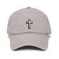 Embroidered Cross Baseball Cap — Washed Cotton Christian Hat Hats Printify One size Gray