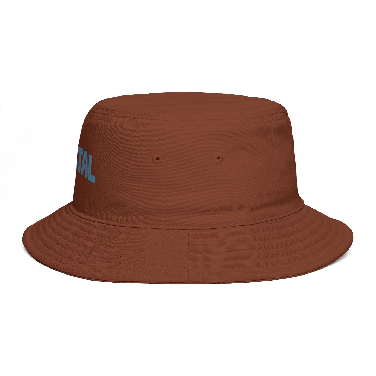 Coastal Bucket Hat — Brown Beach Sun Hat with 'COASTAL' Retro Text Hats Printify