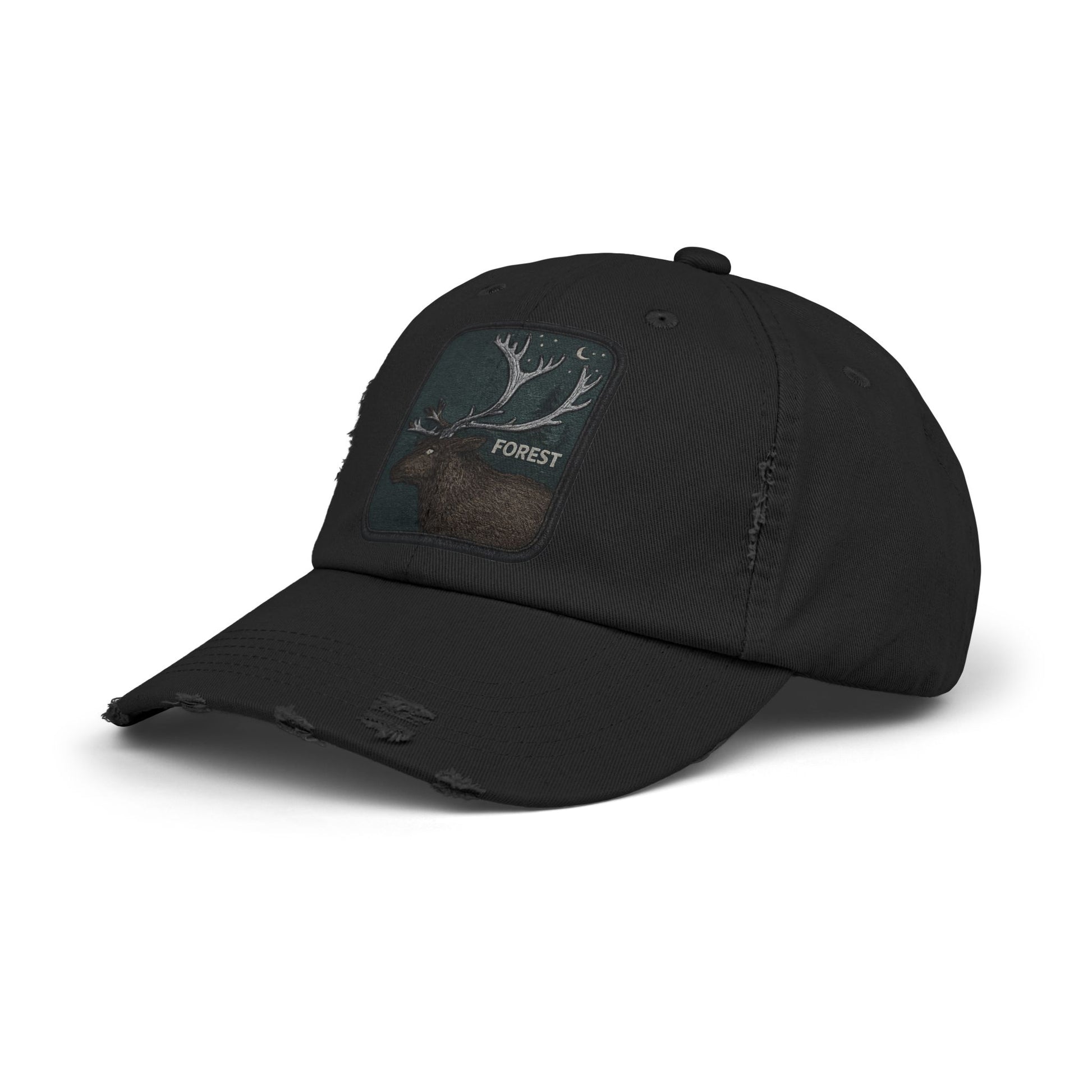 Distressed Forest Moose Cap Hats Printify