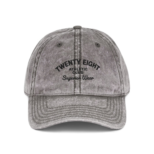 Vintage Embroidered Cap — 'TWENTY EIGHT' Distressed Dad Hat Hats Printify One size Charcoal Grey