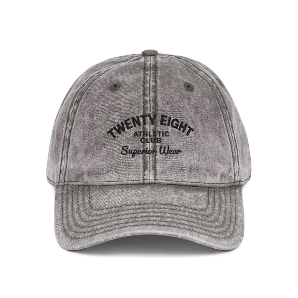Vintage Embroidered Cap — 'TWENTY EIGHT' Distressed Dad Hat Hats Printify One size Charcoal Grey