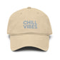 Chill Vibes Washed Baseball Cap Hats Printify One size Khaki