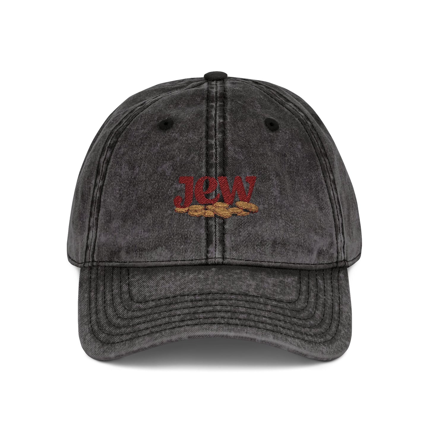 Vintage Embroidered Cap - JGW Logo Distressed Baseball Hat Hats Printify One size Black