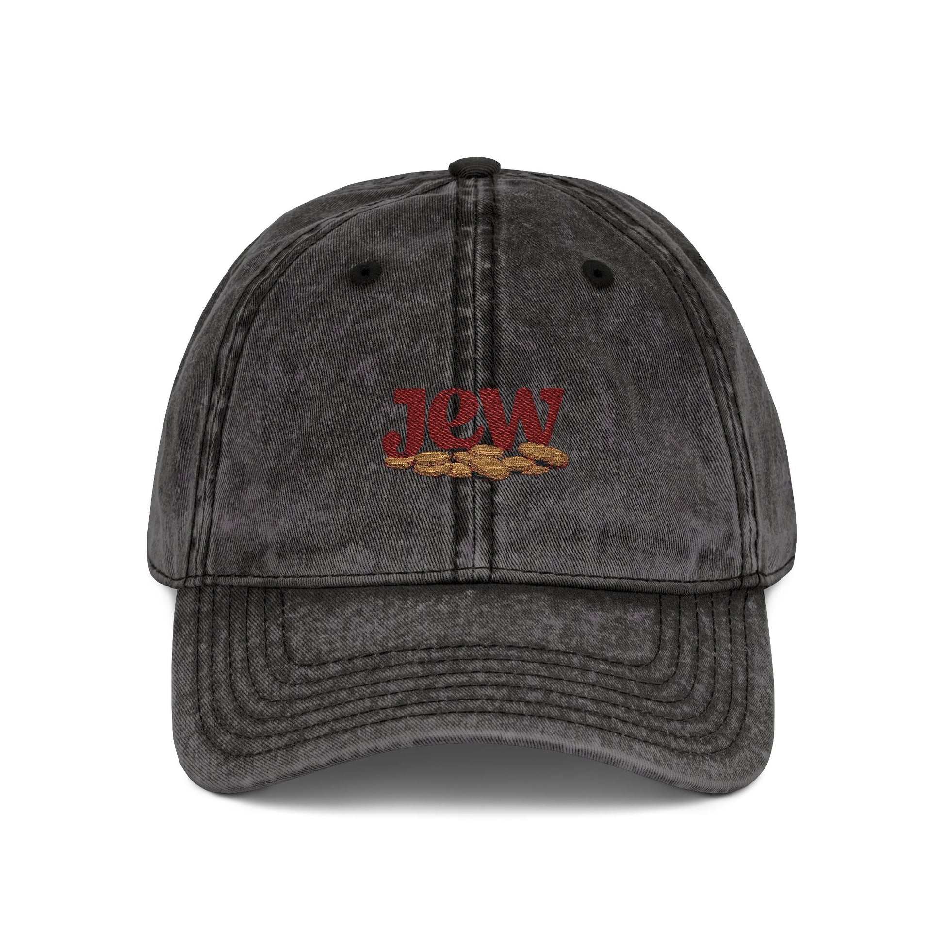 Vintage Embroidered Cap - JGW Logo Distressed Baseball Hat Hats Printify One size Black