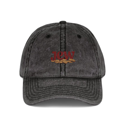 Vintage Embroidered Cap - JGW Logo Distressed Baseball Hat Hats Printify One size Black