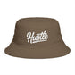 Hustle Embroidered Bucket Hat — Retro Script Streetwear Cap Hats Printify