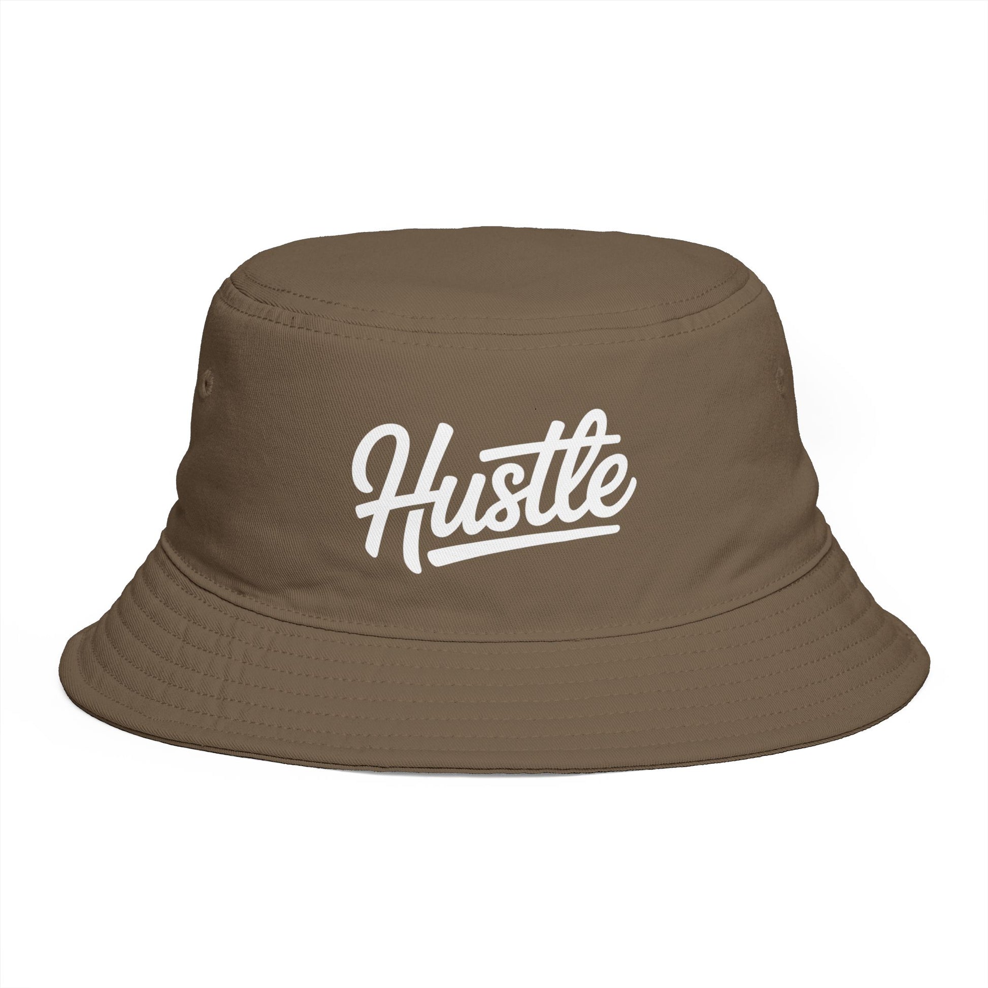 Hustle Embroidered Bucket Hat — Retro Script Streetwear Cap Hats Printify