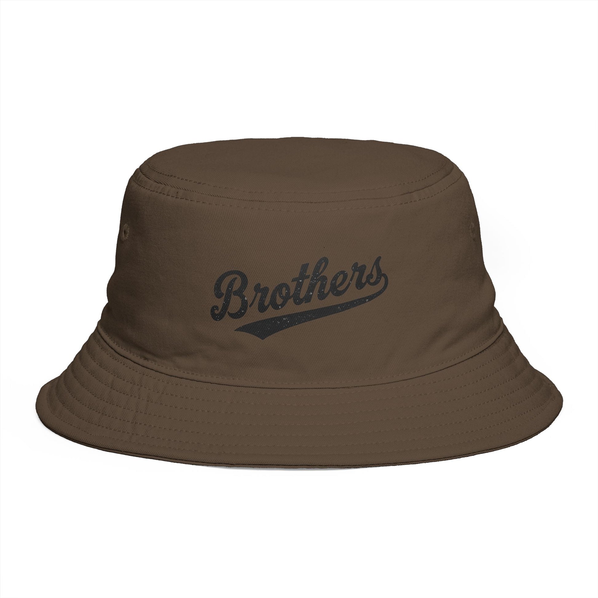 Brothers Script Brown Bucket Hat — Casual Retro Dad Hat for Siblings & Crew Hats Printify One size Walnut