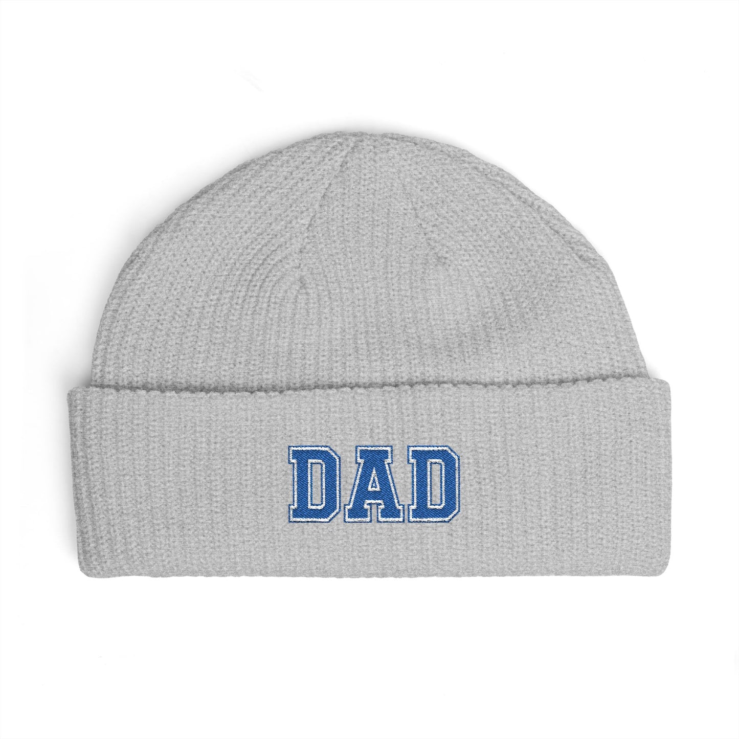 Dad Cuff Beanie — Embroidered Varsity Logo Knit Hat for Fathers, Gift for Dad Hats Printify One size Athletic Heather
