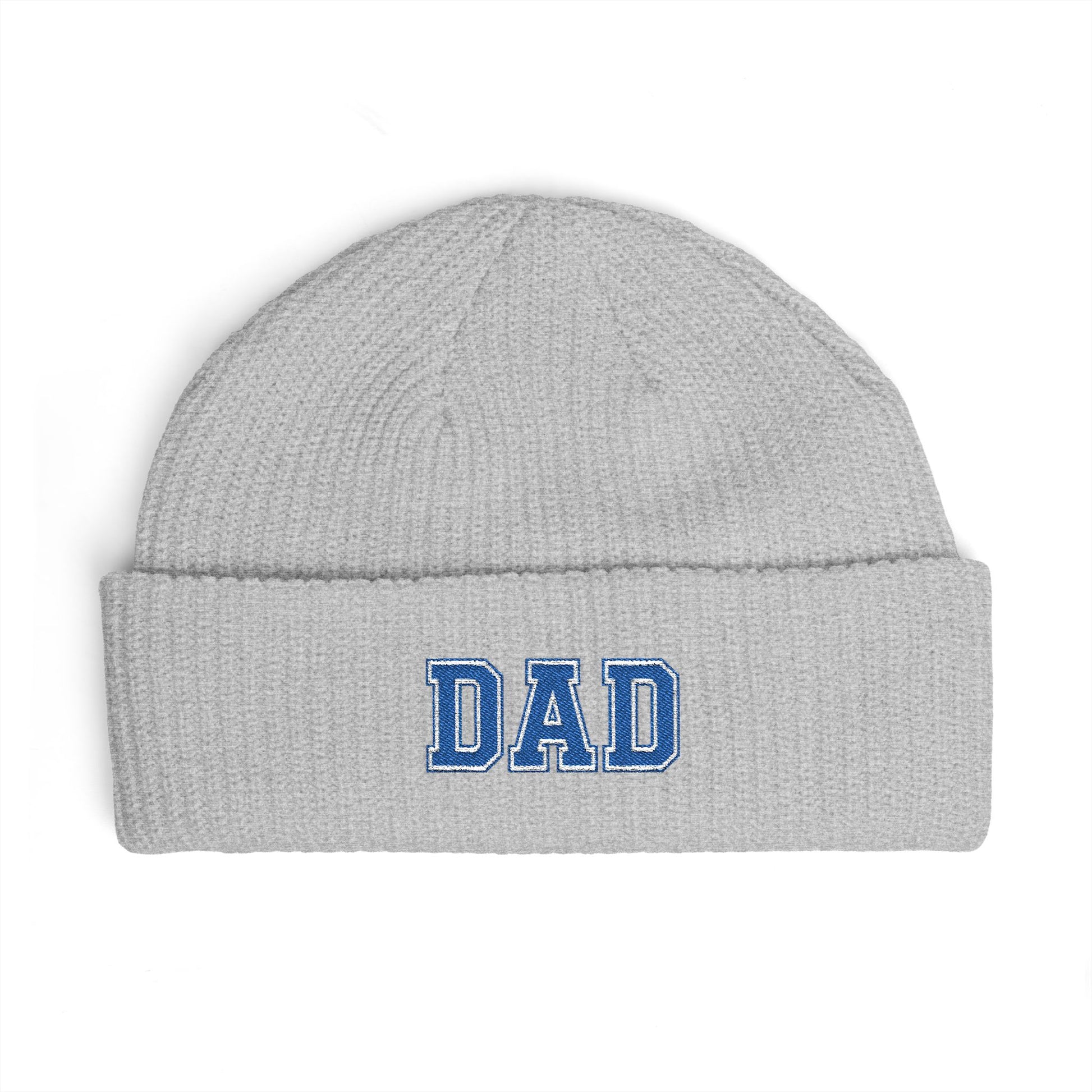 Dad Cuff Beanie — Embroidered Varsity Logo Knit Hat for Fathers, Gift for Dad Hats Printify One size Athletic Heather