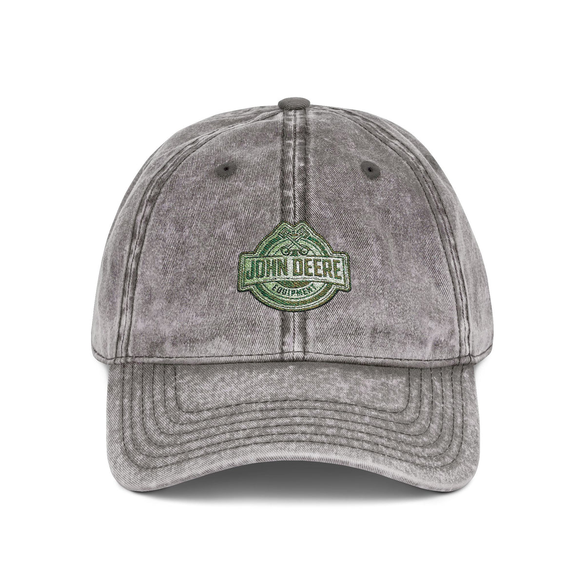 Vintage Embroidered Cap - Retro Green Crest Logo Dad Hat Hats Printify One size Charcoal Grey
