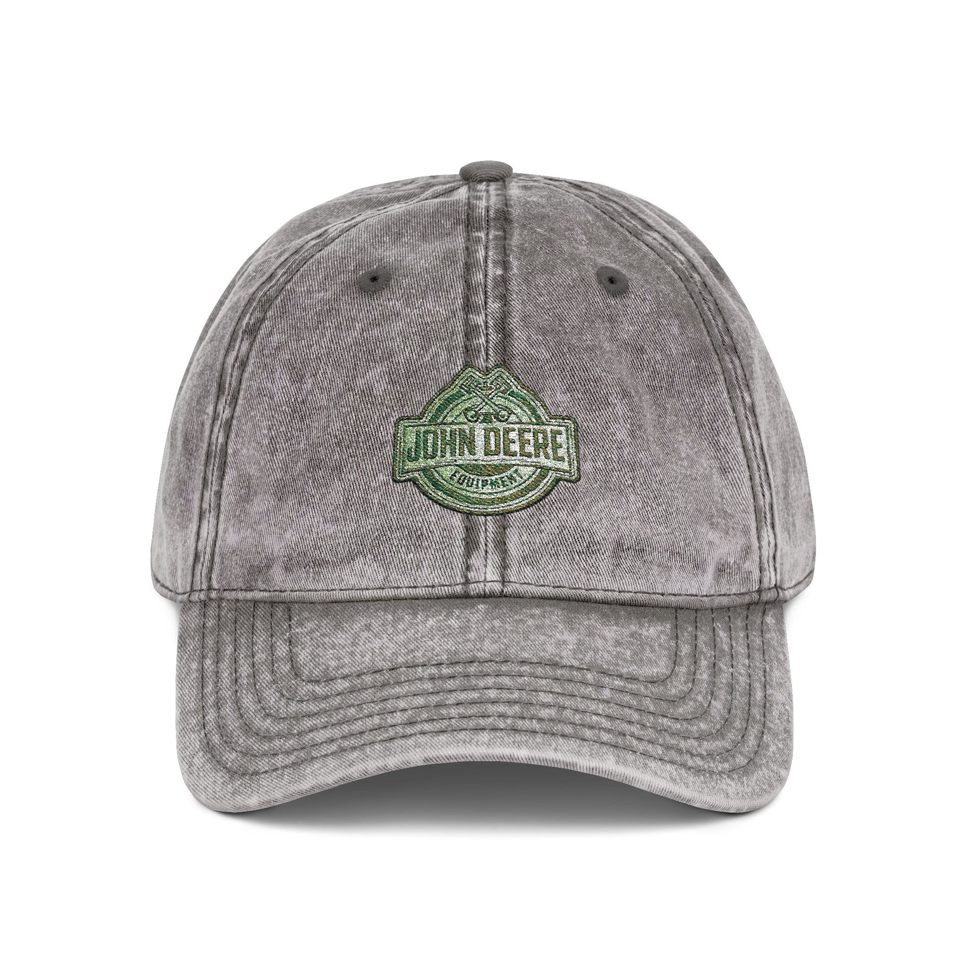 Vintage Embroidered Cap - Retro Green Crest Logo Dad Hat Hats Printify One size Charcoal Grey