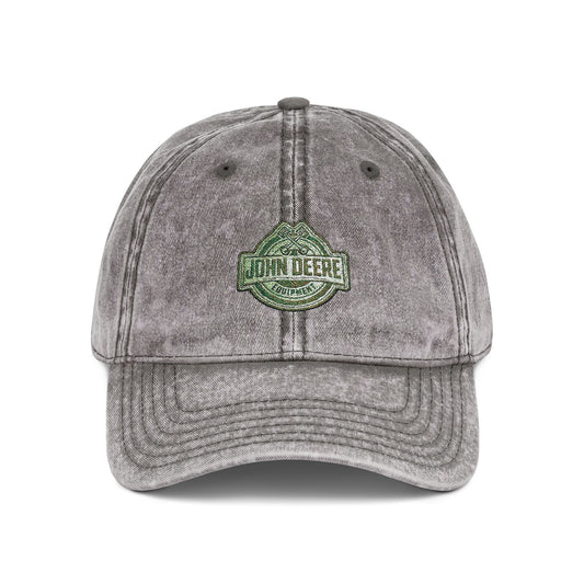 Vintage Embroidered Cap - Retro Green Crest Logo Dad Hat Hats Printify One size Charcoal Grey