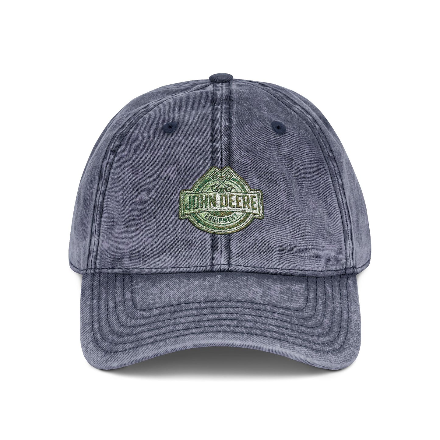Vintage Embroidered Cap - Retro Green Crest Logo Dad Hat Hats Printify One size Navy