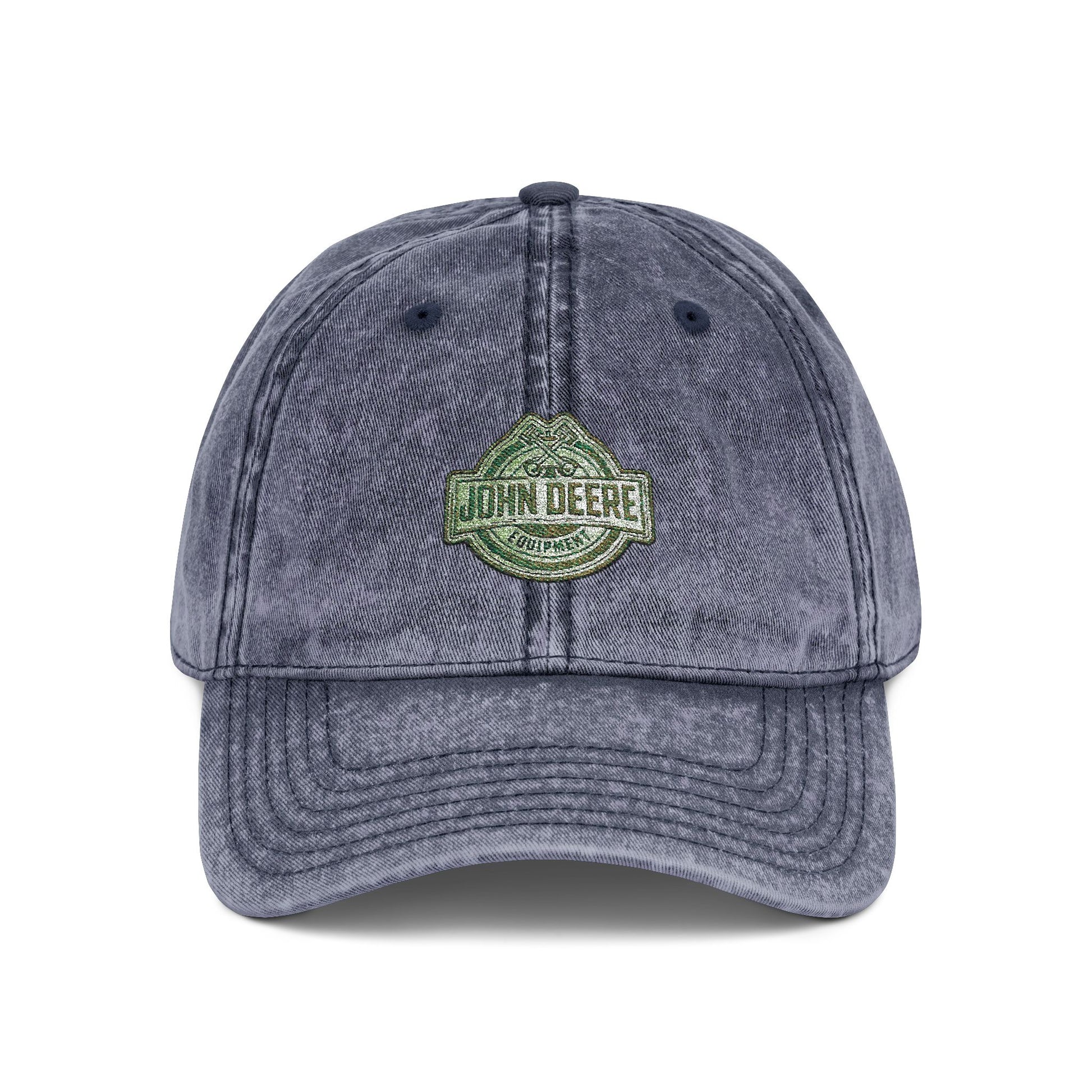 Vintage Embroidered Cap - Retro Green Crest Logo Dad Hat Hats Printify One size Navy