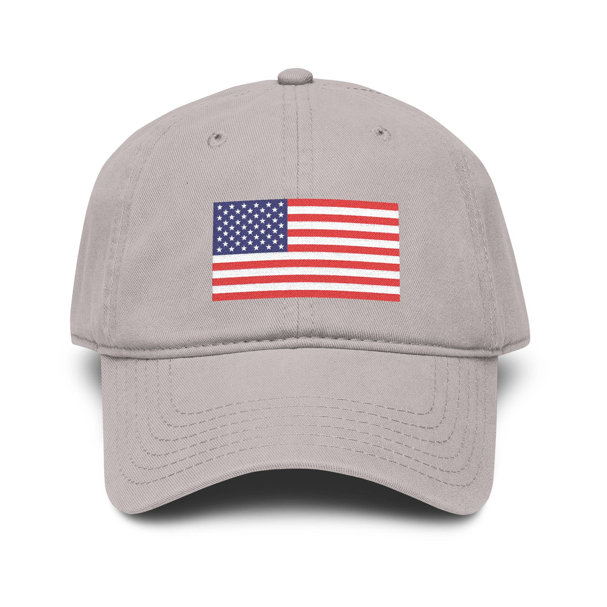 Embroidered American Flag Baseball Cap — Washed Cotton Patriotic Hat for 4th of July Hats Printify One size Gray