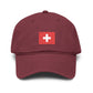 Swiss Cross Washed Baseball Cap - Embroidered Red Flag Logo Hats Printify One size Maroon
