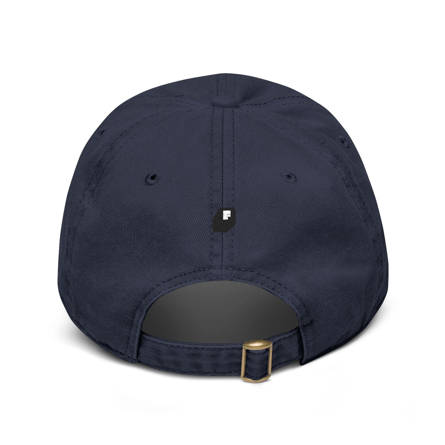 Washed Baseball Cap with Tiny Orange Pushpin Embroidery — Casual Everyday Hat Hats Printify
