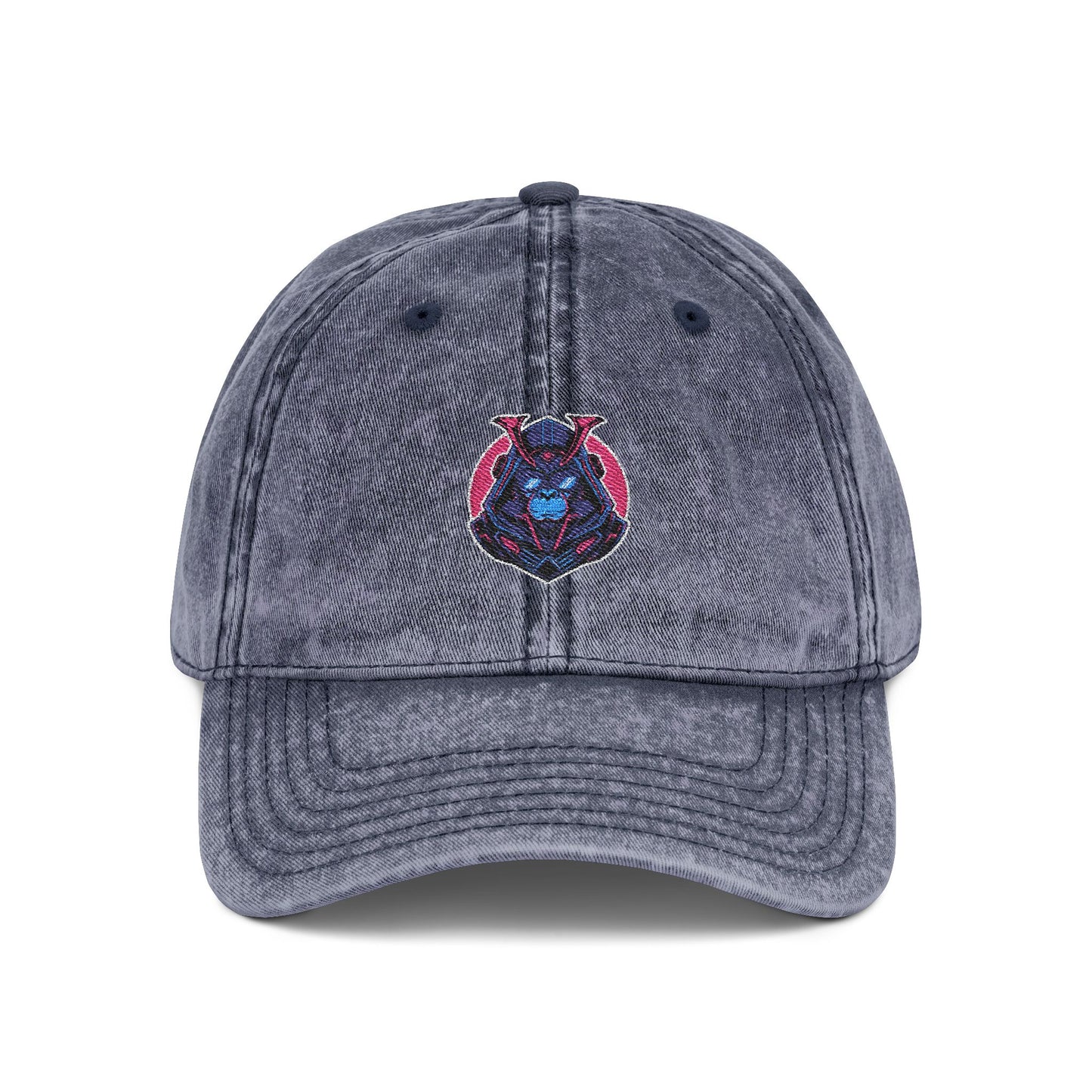 Vintage Embroidered Owl Dad Hat — Washed Gray Cap Hats Printify One size Navy