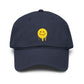 Washed Baseball Cap — Drippy Yellow Smile Embroidered Hat Hats Printify One size Navy