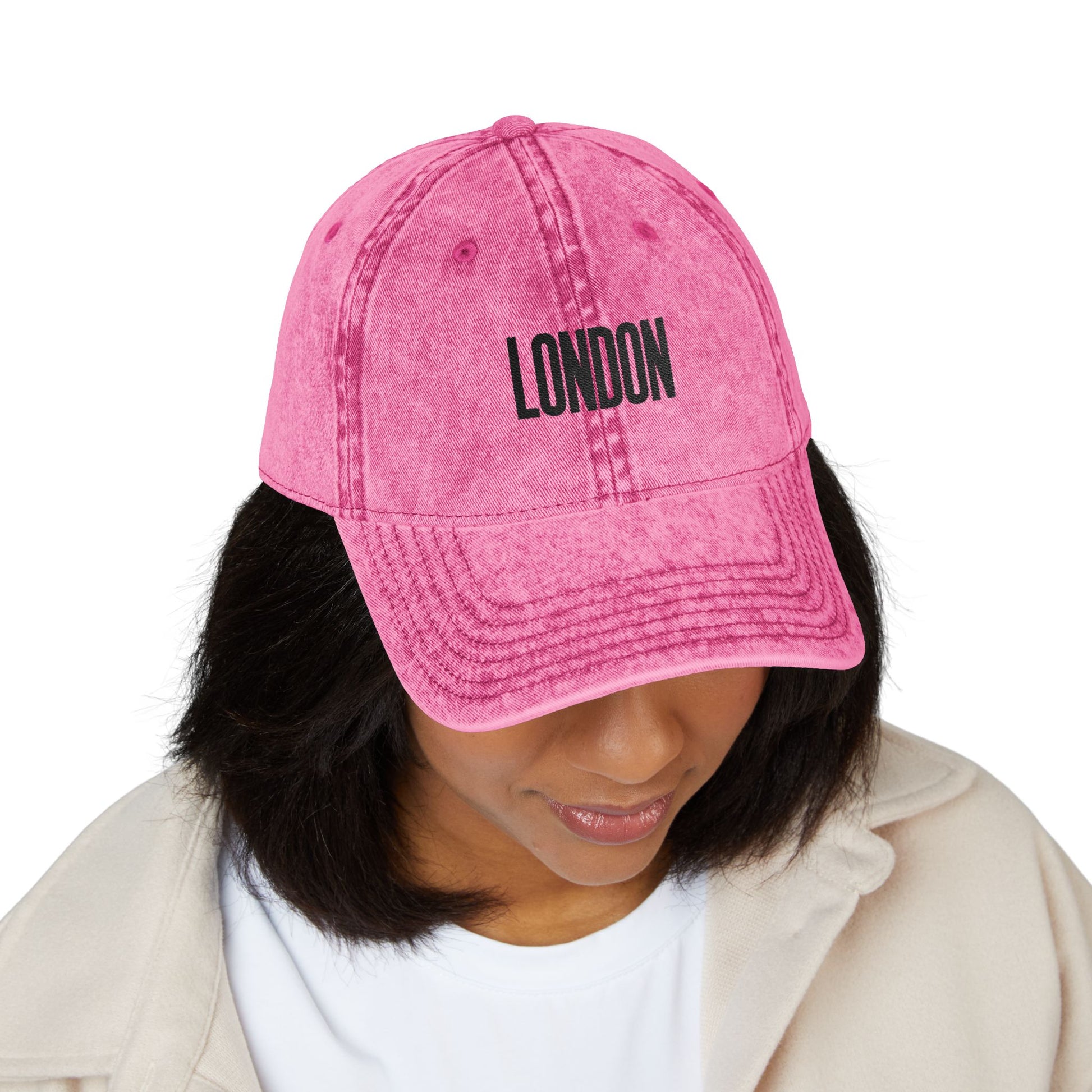 London Embroidered Vintage Cap — Washed Red Dad Hat Hats Printify