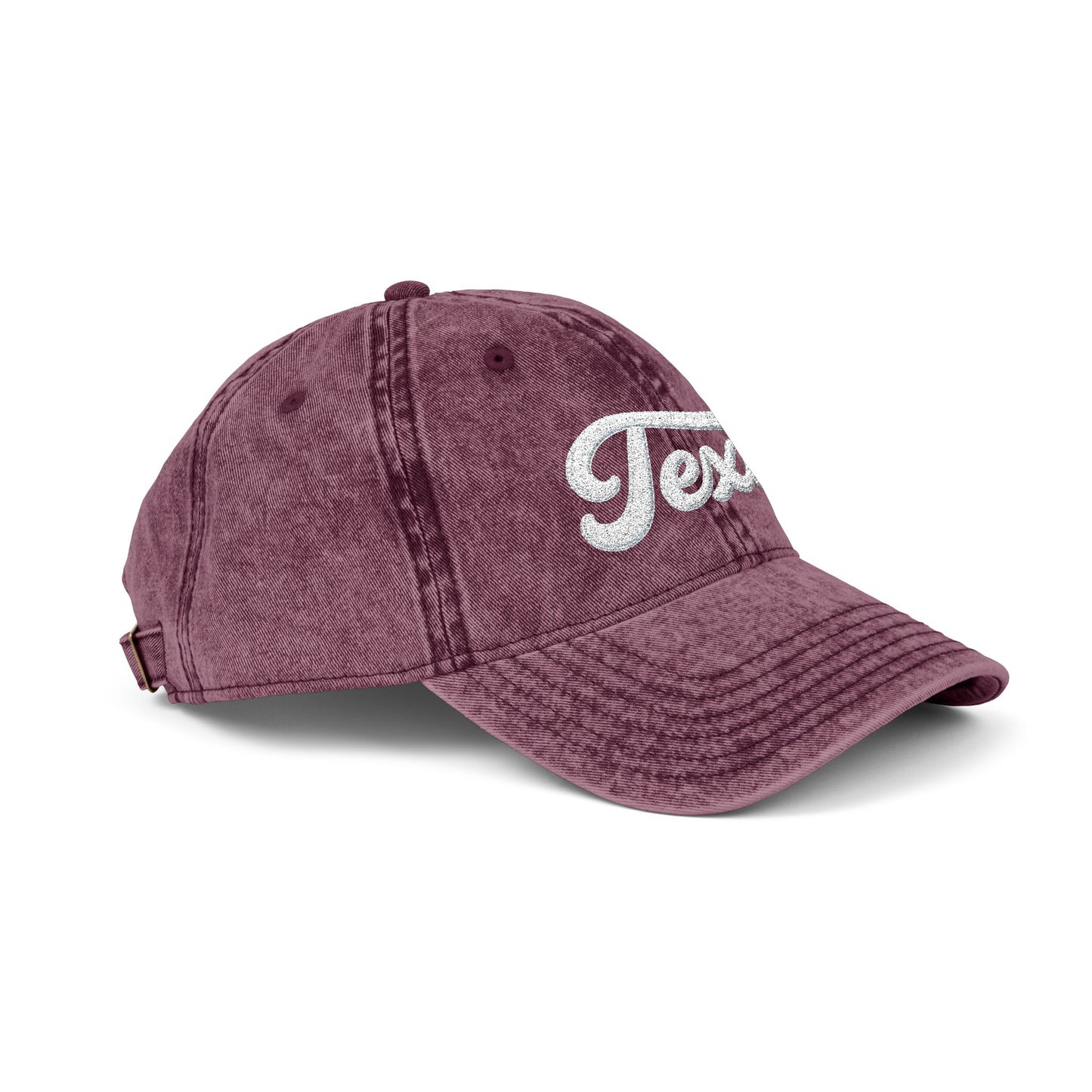 Vintage Embroidered Texas Cap — Distressed Red Baseball Hat Hats Printify